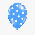 Balony niebieskie  Kropki  białe 35cm 1szt.