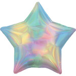 Balon foliowy 45cm Gwiazda holograficzna tęcza pastelowa