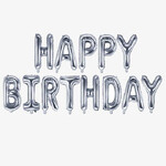 Balon foliowy napis Happy Birthday srebrny