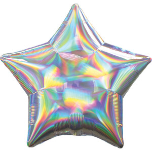 Balon foliowy Gwiazda holograficzna srebrna