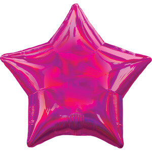 Balon foliowy 45cm Gwiazda holograficzna różowa
