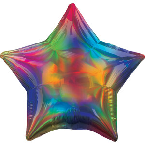 Balon foliowy 45cm Gwiazda holograficzna tęczowa