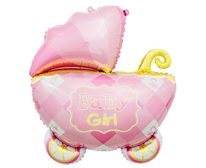 Balon foliowy Wózek, Baby Girl, 60 cm