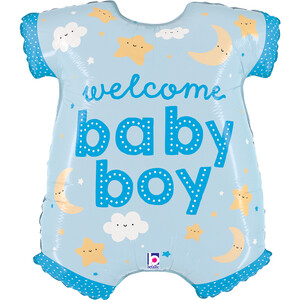 Balon foliowy Welcome Baby Boy pajacyk 79cm