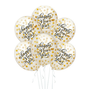 Balon gumowy Happy New Year z konfetti