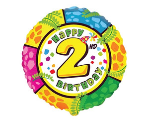 Balon foliowy cyfra 2 Happy Birthday 48 cm