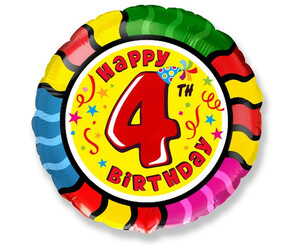 Balon foliowy cyfra 4 Happy Birthday 48 cm