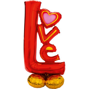 Balon foliowy stojący Love z serduszkiem czerwony 147 cm