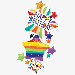 Balon foliowy Gwiazdki Happy Birthday 93cm x 170cm