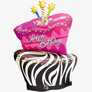 Balon foliowy Tort Zebra Happy Birthday 104cm